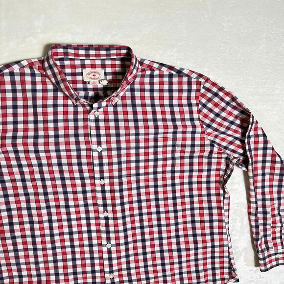Brooks Brothers Red Fleece Button Up Men's XL Luxury Cotton Red White Preppy - Picture 2 of 8
